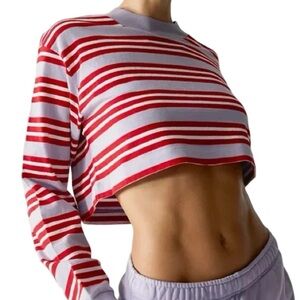 Aritzia Red and White Striped Crop Top